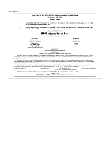 Thumbnail RPM International
 10-Q Quarterly Report FY 