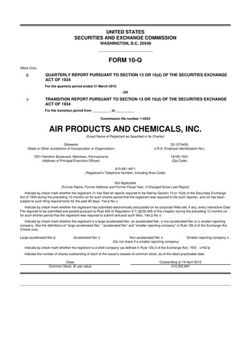 Thumbnail Air Products and Chemicals 10-Q Quarterly Report FY2010 