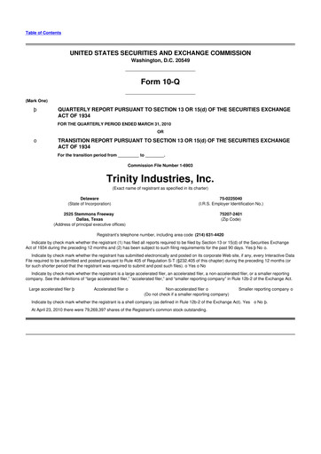 Vorschaubild Trinity Industries
 10-Q Quartalsbericht  