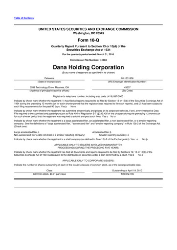 Thumbnail Dana Incorporated 10-Q Quarterly Report FY 