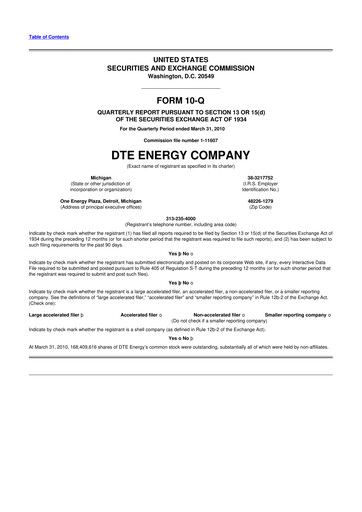 Thumbnail DTE Energy
 10-Q Quarterly Report FY2010 