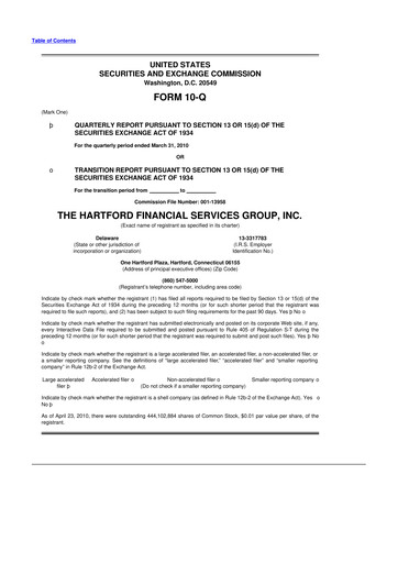 Thumbnail The Hartford 10-Q Quarterly Report FY2010 