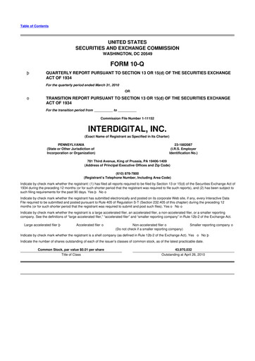 Thumbnail InterDigital
 10-Q Quarterly Report FY 