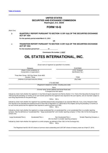 Thumbnail Oil States International
 10-Q Quarterly Report FY 