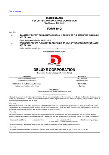 Thumbnail Deluxe Corporation 10-Q Quarterly Report FY 