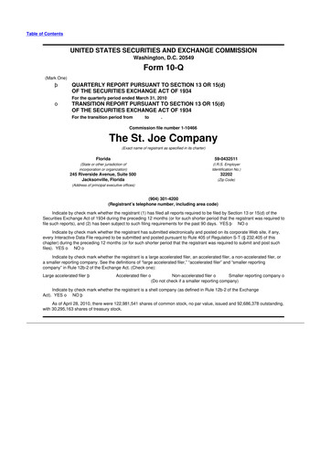 Vorschaubild St. Joe Company
 10-Q Quartalsbericht  