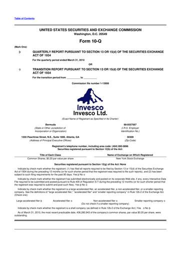 Vorschaubild Invesco
 10-Q Quartalsbericht 2010 