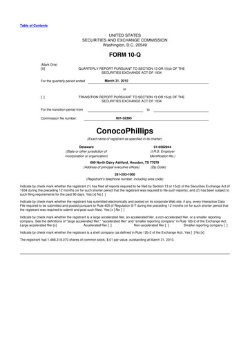 Thumbnail ConocoPhillips 10-Q Quarterly Report FY2010 