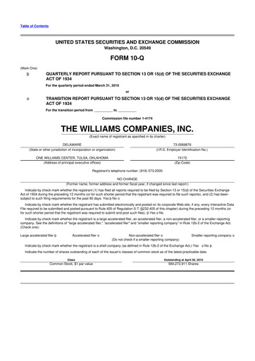Thumbnail Williams Companies
 10-Q Quarterly Report FY2010 