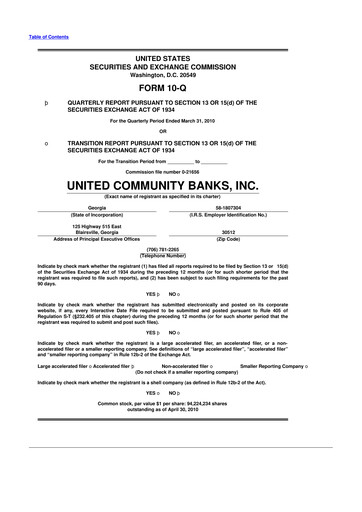Thumbnail United Community Bank 10-Q Quarterly Report FY 