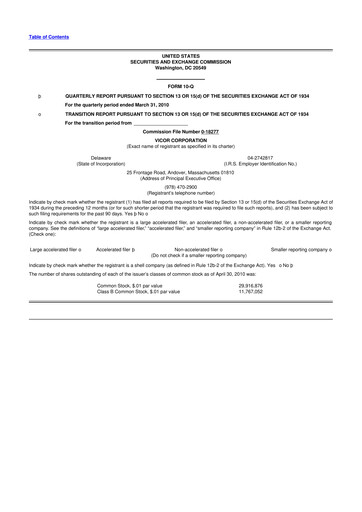 Thumbnail Vicor
 10-Q Quarterly Report FY 