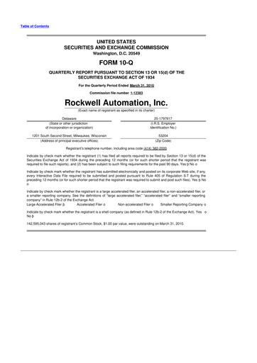Thumbnail Rockwell Automation
 10-Q Quarterly Report FY2010 