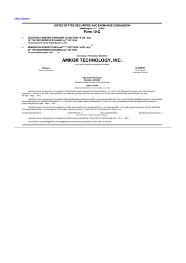 Vorschaubild Amkor Technology
 10-Q Quartalsbericht  