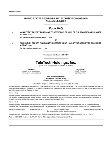 Thumbnail TTEC 10-Q Quarterly Report FY 