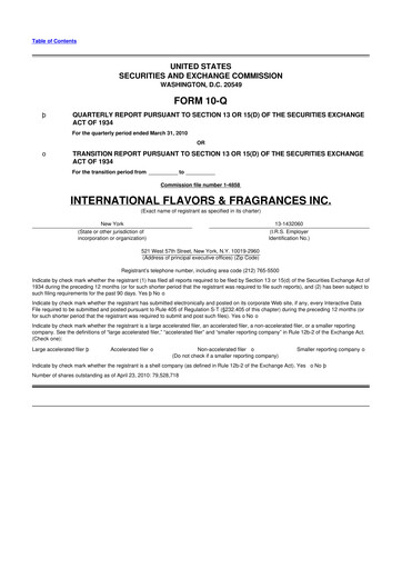 Thumbnail International Flavors & Fragrances
 10-Q Quarterly Report FY 