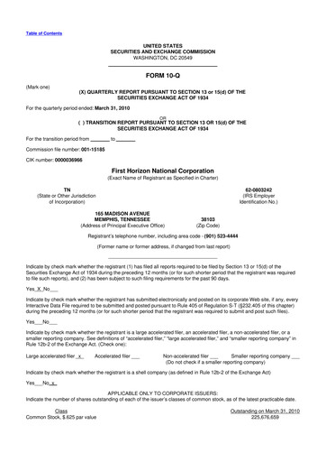 Thumbnail First Horizon Corporation 10-Q Quarterly Report FY 