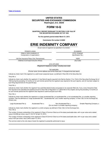 Thumbnail Erie Indemnity 10-Q Quarterly Report FY 