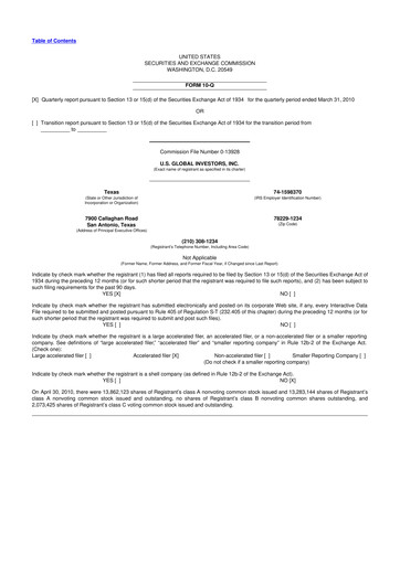 Thumbnail U.S. Global Investors 10-Q Quarterly Report FY 