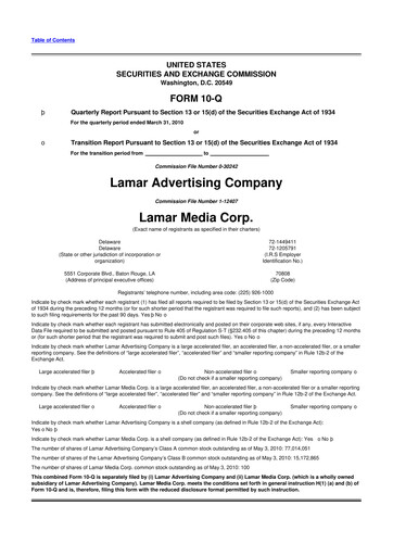 Thumbnail Lamar Advertising 10-Q Quarterly Report FY 