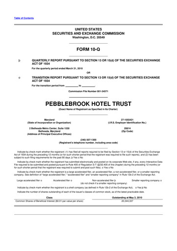 Thumbnail Pebblebrook Hotel Trust 10-Q Quarterly Report FY 