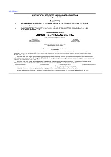 Vorschaubild Ormat Technologies
 10-Q Quartalsbericht  