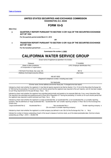 Vorschaubild California Water Service Group 10-Q Quartalsbericht  