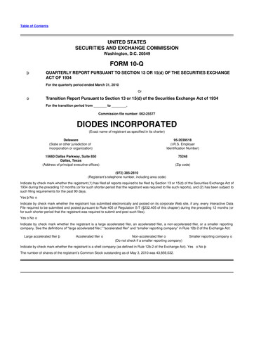 Miniature Diodes Incorporated 10-Q Rapport trimestriel  