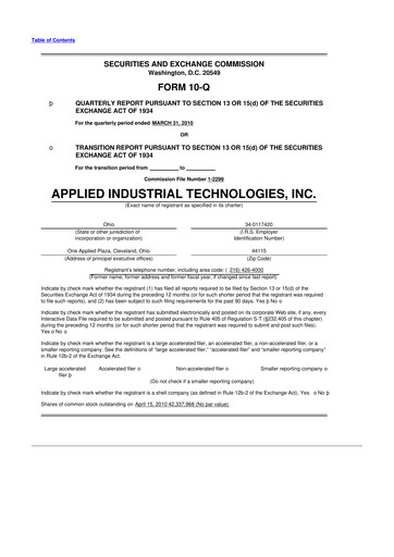 Vorschaubild Applied Industrial Technologies
 10-Q Quartalsbericht  