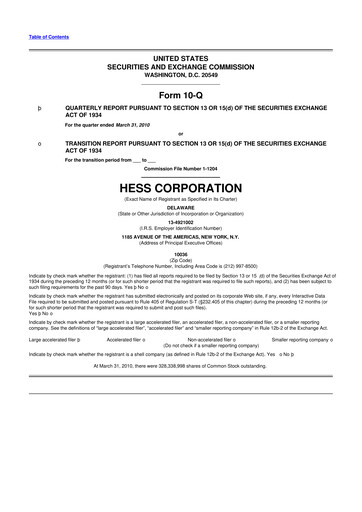 Thumbnail Hess 10-Q Quarterly Report FY2010 