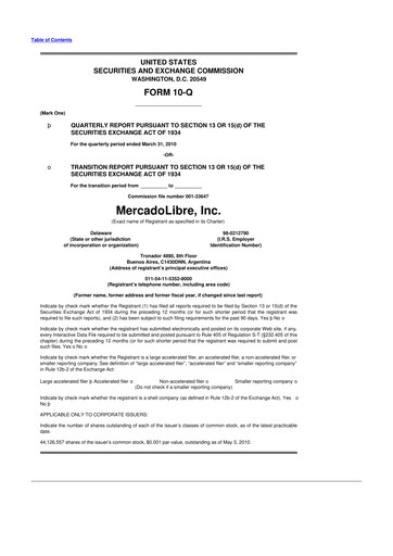 Vorschaubild MercadoLibre 10-Q Quartalsbericht  