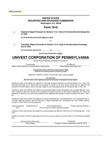 Vorschaubild Univest Financial Corporation 10-Q Quartalsbericht  