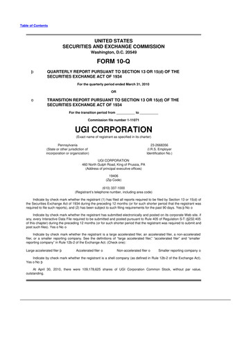 Thumbnail UGI Corporation
 10-Q Quarterly Report FY 