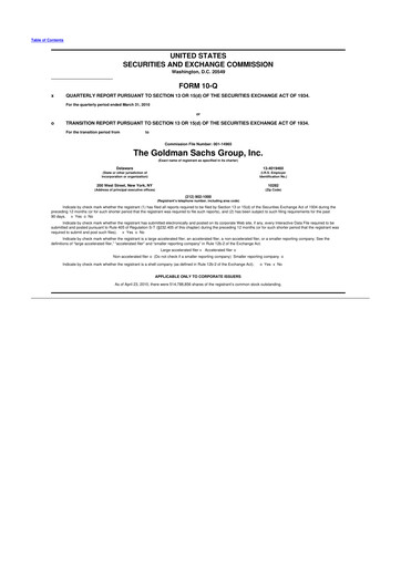 Thumbnail Goldman Sachs 10-Q Quarterly Report FY2010 