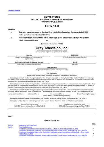 Thumbnail Gray Media
 10-Q Quarterly Report FY 