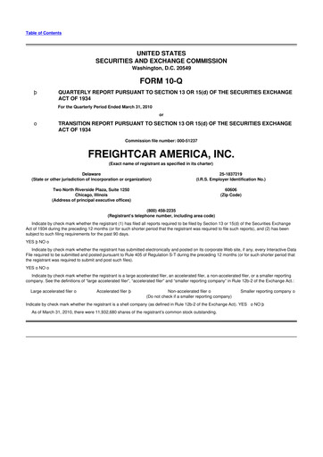 Thumbnail FreightCar America
 10-Q Quarterly Report FY 