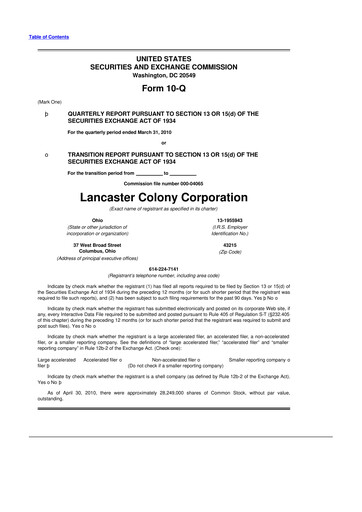 Thumbnail The Marzetti Company 10-Q Quarterly Report FY 