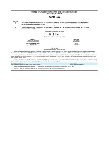 Miniature Stride (K12 Education)
 10-Q Rapport trimestriel  
