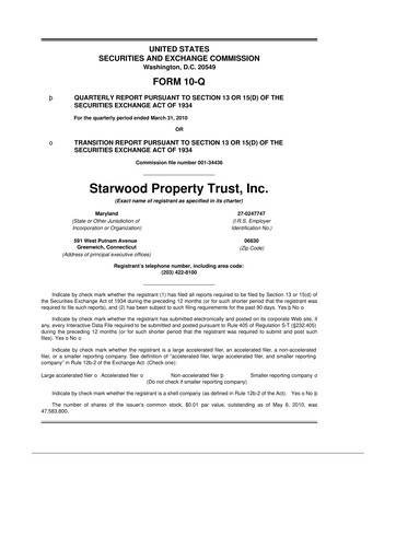 Thumbnail Starwood Property Trust 10-Q Quarterly Report FY 
