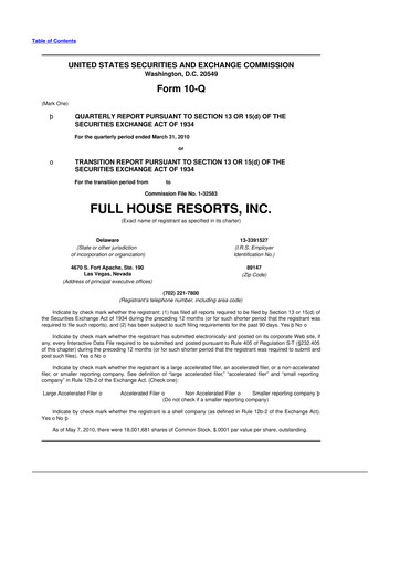 Vorschaubild Full House Resorts
 10-Q Quartalsbericht  