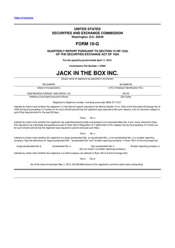 Vorschaubild Jack in the Box
 10-Q Quartalsbericht  