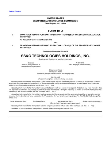 Thumbnail SS&C Technologies
 10-Q Quarterly Report FY 