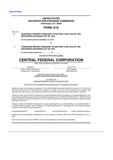 Miniature CF Bankshares 10-Q Rapport trimestriel  
