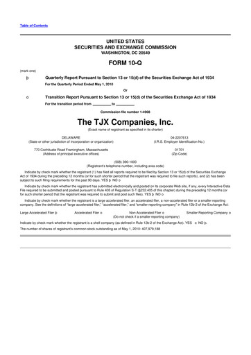 Thumbnail TJX Companies 10-Q Quarterly Report FY2011 