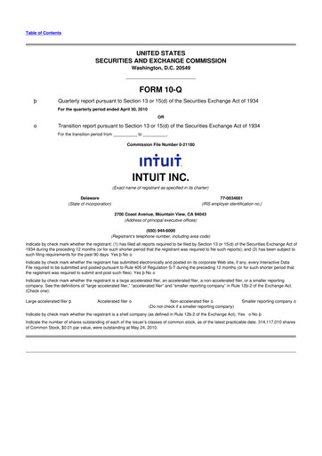 Vorschaubild Intuit 10-Q Quartalsbericht 2010 