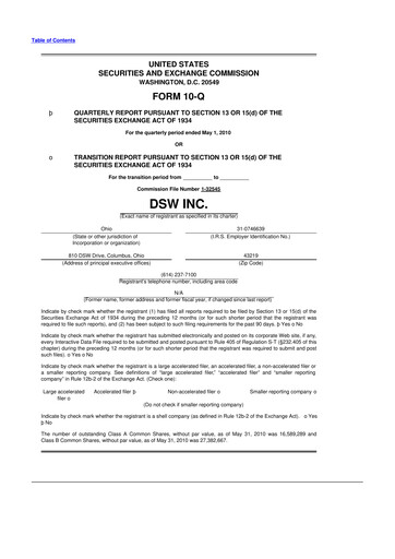 Vorschaubild Designer Brands
 10-Q Quartalsbericht  