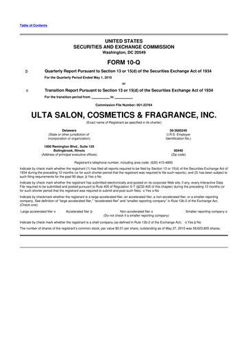 Thumbnail ULTA Beauty
 10-Q Quarterly Report FY 