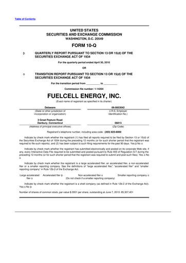 Thumbnail FuelCell Energy
 10-Q Quarterly Report FY 