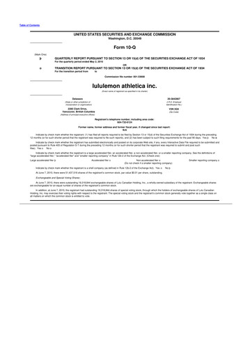 Thumbnail lululemon athletica 10-Q Quarterly Report FY 