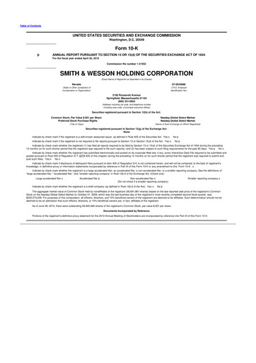 Thumbnail Smith & Wesson 10-K Annual Report 