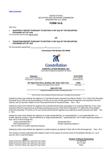 Thumbnail Constellation Brands 10-Q Quarterly Report FY 